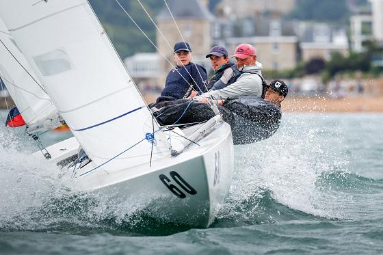 Andy Beadsworth sailing with his 15-year-old son Josh and young crew members Ethan Rhodes (15) and Haydn Sewell (23). Photo CWL/Paul Wyeth